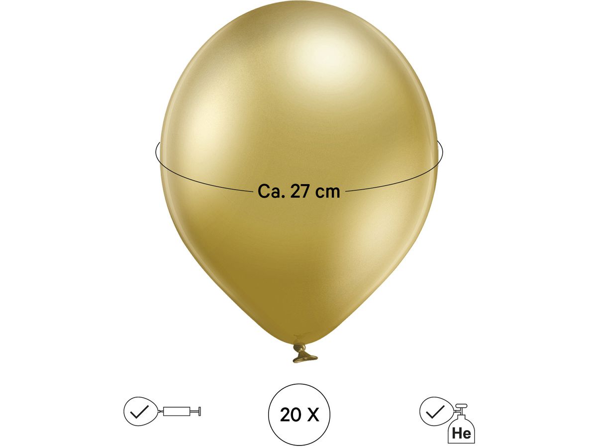 I AM CREATIVE Ballons Metallic Mix 27cm 1000-1058 crème, or, argent 20 pièces (7611983246847)