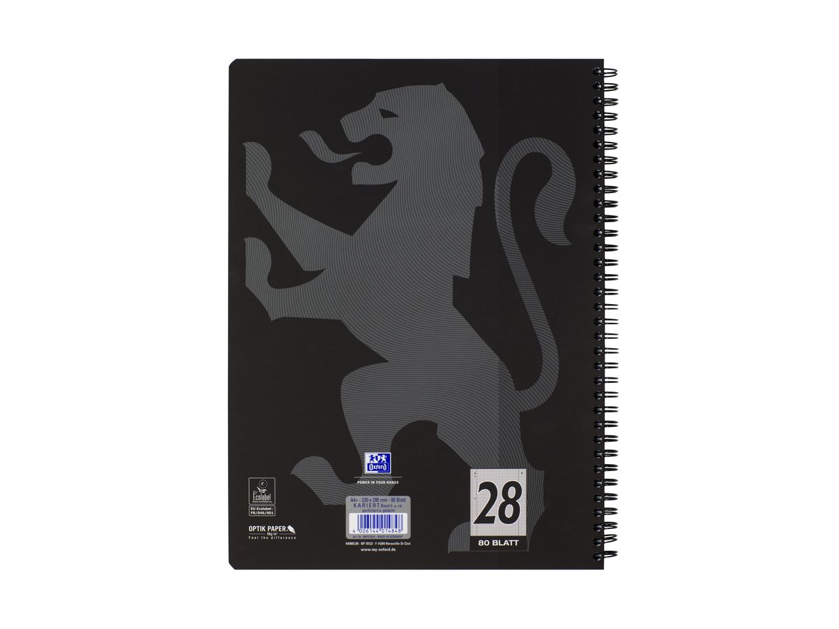 OXFORD Collegeblock Touch A4+ 400121610 nero, quadrettato 90g 80 fogli (4006144014848)