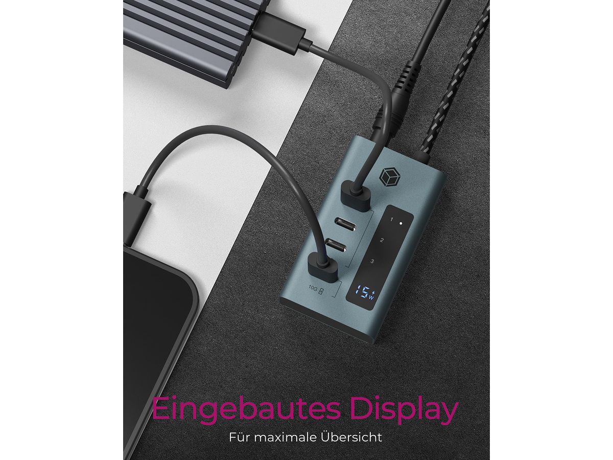 ICY BOX USB-C - 4-Port Hub IB-HUB1454-C31 3x 3.2 Gen2, 1x PD 20W (4250078173977)