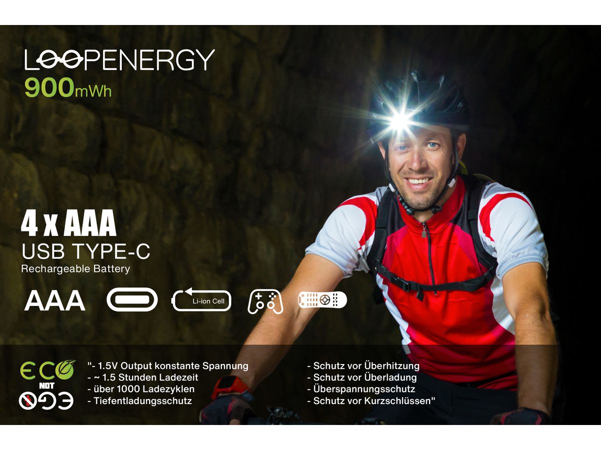 VERICO LoopEnergy Batterie USB-C 1UDBT-A3WEB2 AAA/LR03 (600mAh) 4 pièces (4713095608919)