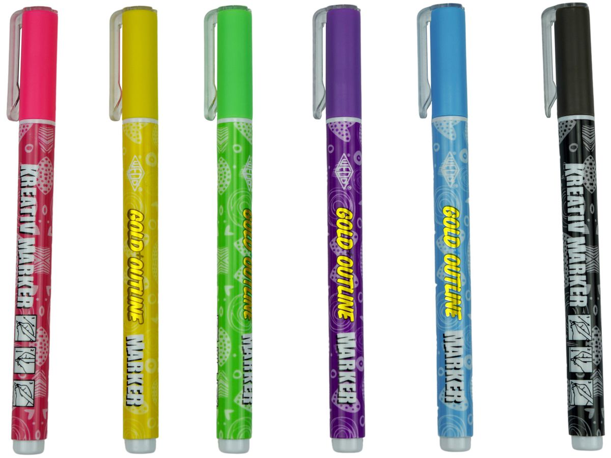 WEDO Marker Gold + Outliner 1-2mm 252700699 Set 6 pcs. (4003801870656)