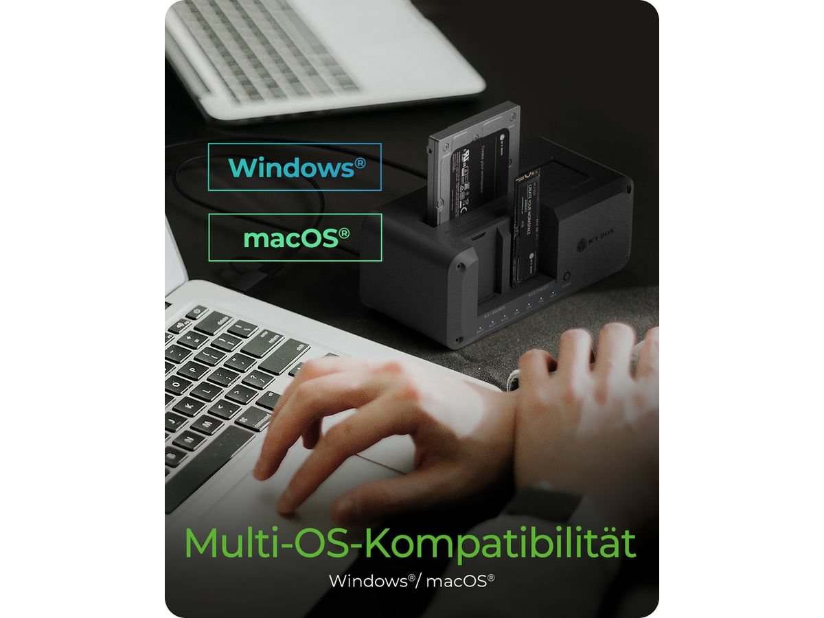 ICY BOX Docking- & Clonestation for IB-2924MSCL-C31 2.5,3.5in SATA & 2x M.2 NVMe (4250078174349)