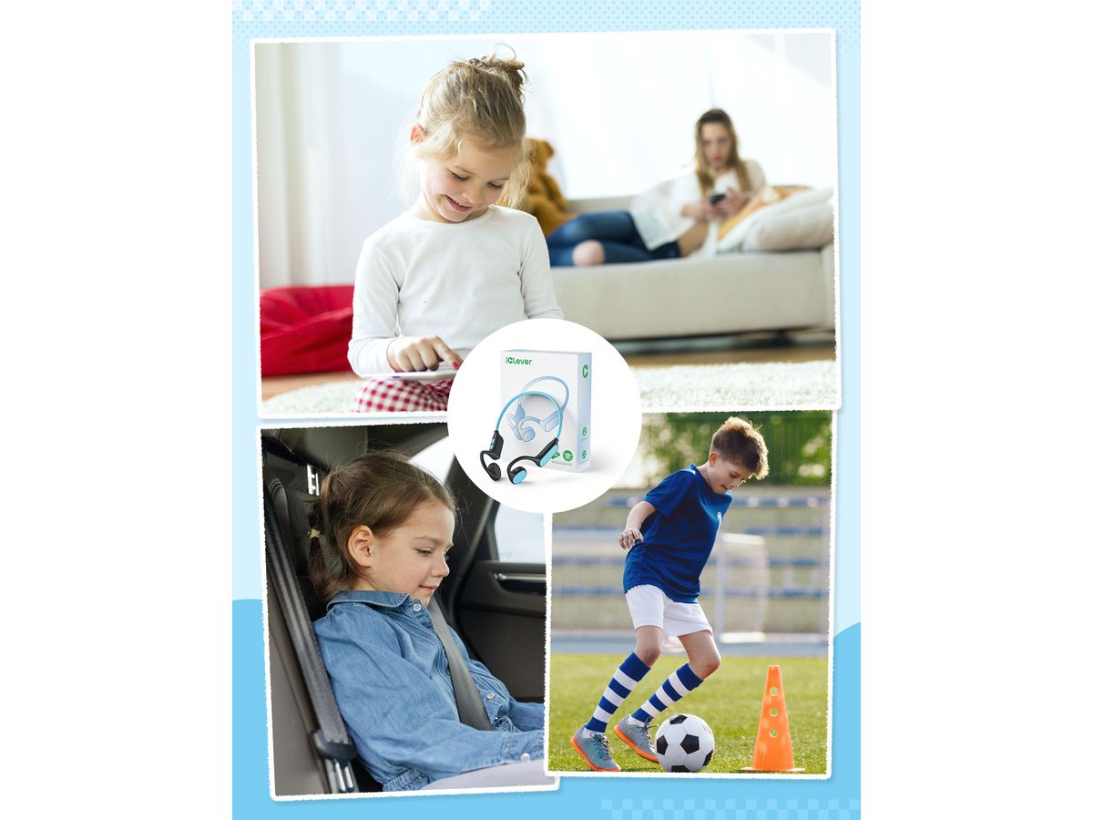 ICLEVER Kids Air Conduction Headphones C01-2589N-01 OWS01, BT, blue/black (6934911798401)