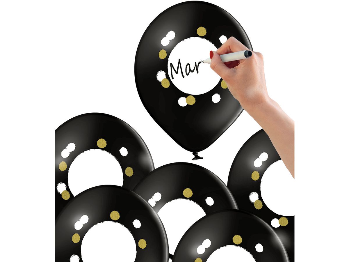 I AM CREATIVE Ballons DIY Inscription 27cm 1000-1069 noir 6 pièces (7611983246953)