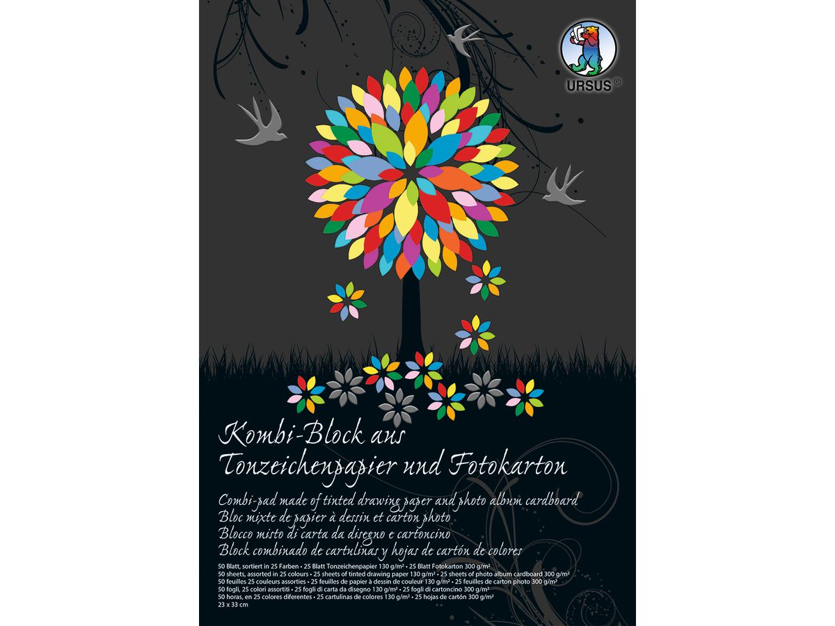 URSUS Combi blocco 23x33cm 7770000SE 130g+300g, 25 colori 50 fogli (4008525162483)