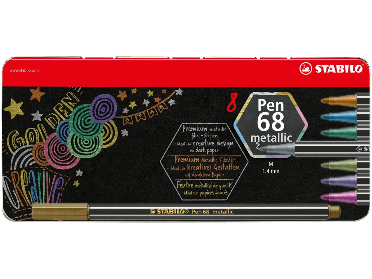 STABILO Fasermaler Pen 68 6808/8-31 metallic ass. 8 Stück (4006381546409)