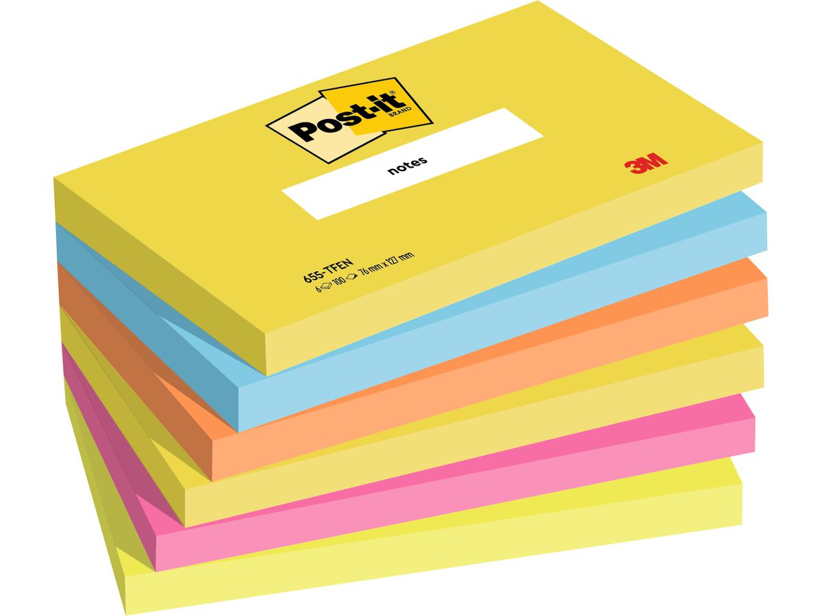 POST-IT Sticky Notes Energy 127x76mm 655-TFEN 6-colori 6x100 fogli (4046719506620)