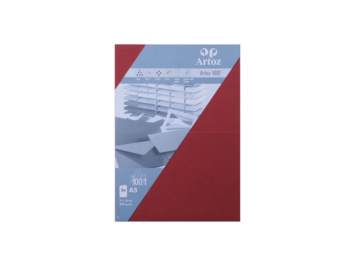 ARTOZ Cartoline 1001 A5 107392265 220g, bordeaux 5 fogli (7612450251975)