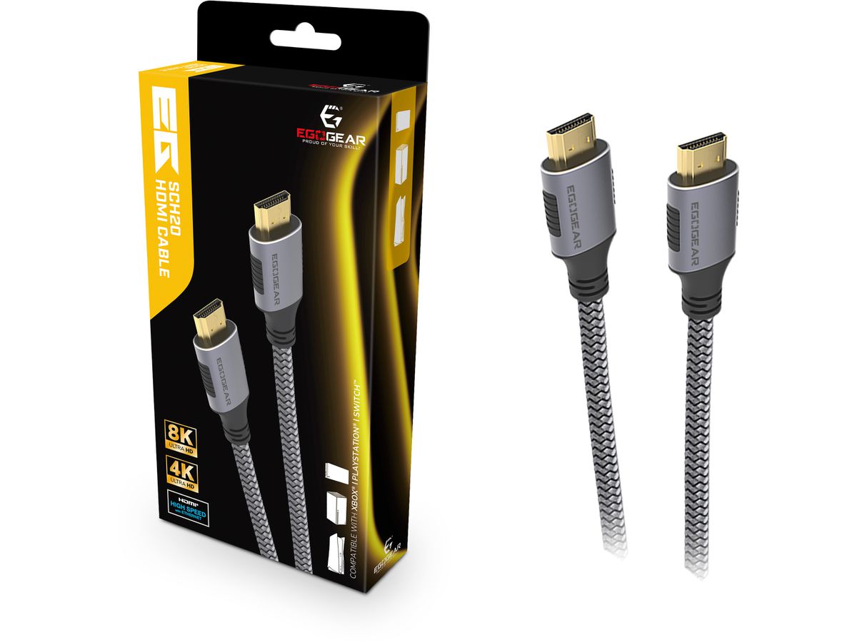 EGOGEAR HDMI Cable Universal 2m SCH20-HD-GY braided 4k,8k, Grey,Black (5425025591824)