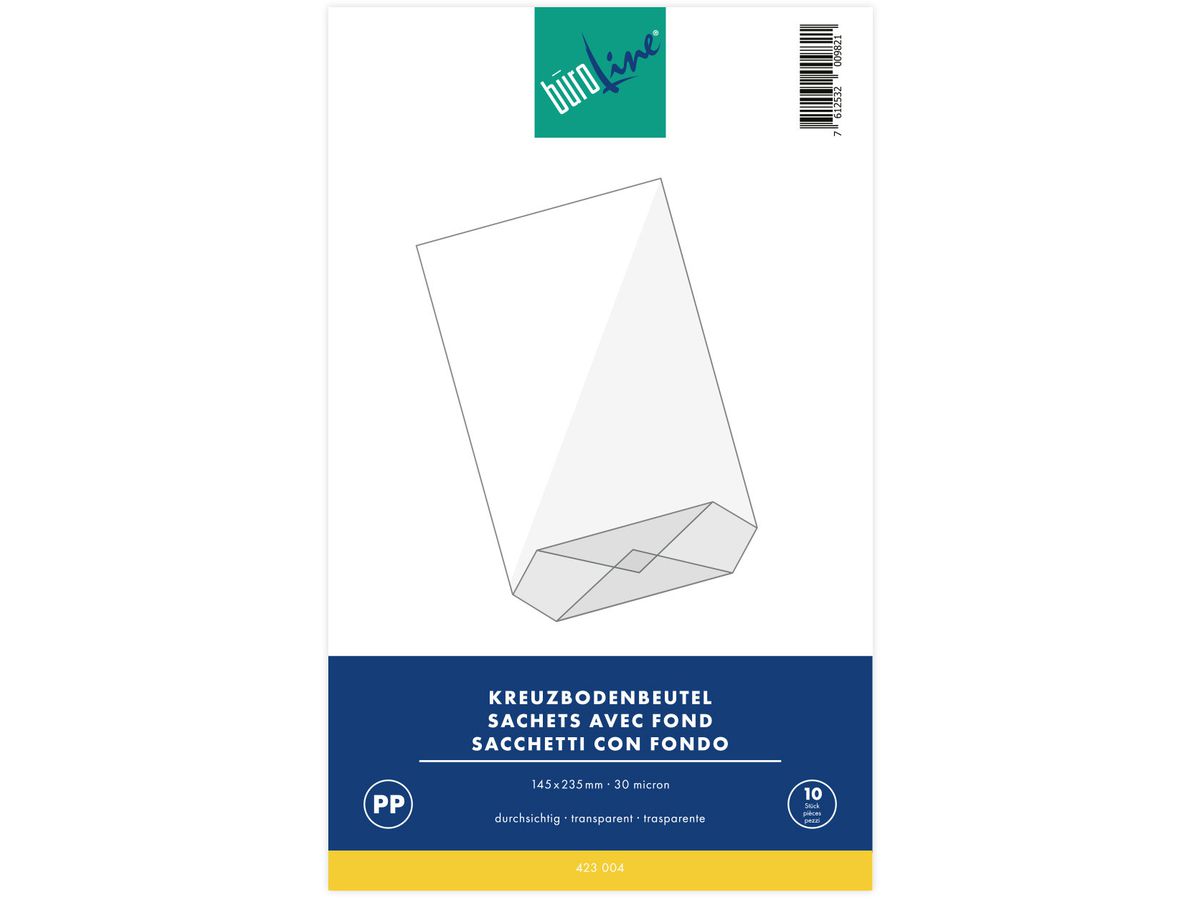 BÜROLINE Sachet avec fond 145X235mm 423004 transparent 10 pcs. (7612532009821)