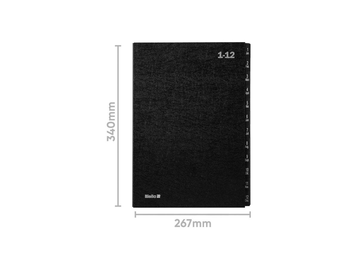 BIELLA Classeur trieur A4 32341200U noir, 1-12 (7611365342273)