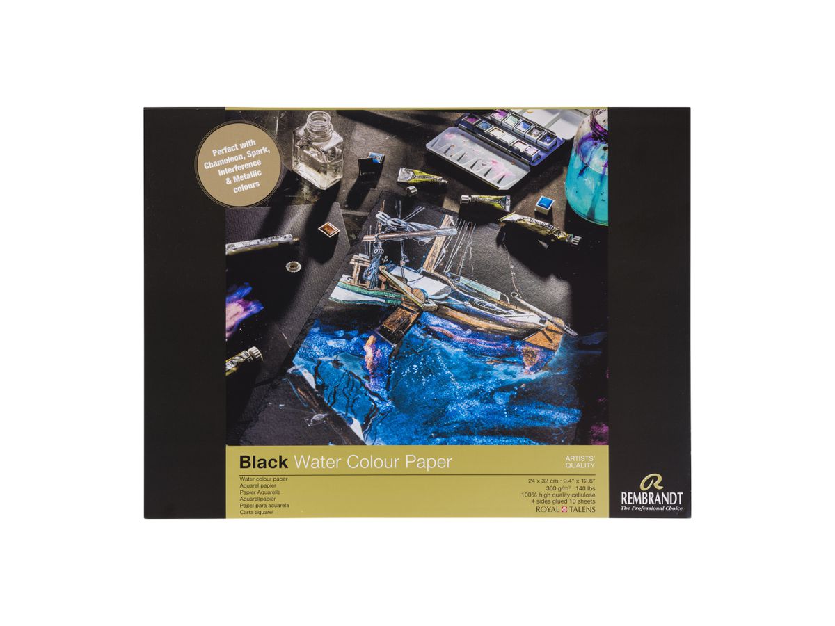REMBRANDT Papier Aquarelle 24x32cm 93070002 noir, 360g 10 flls. (8712079421656)