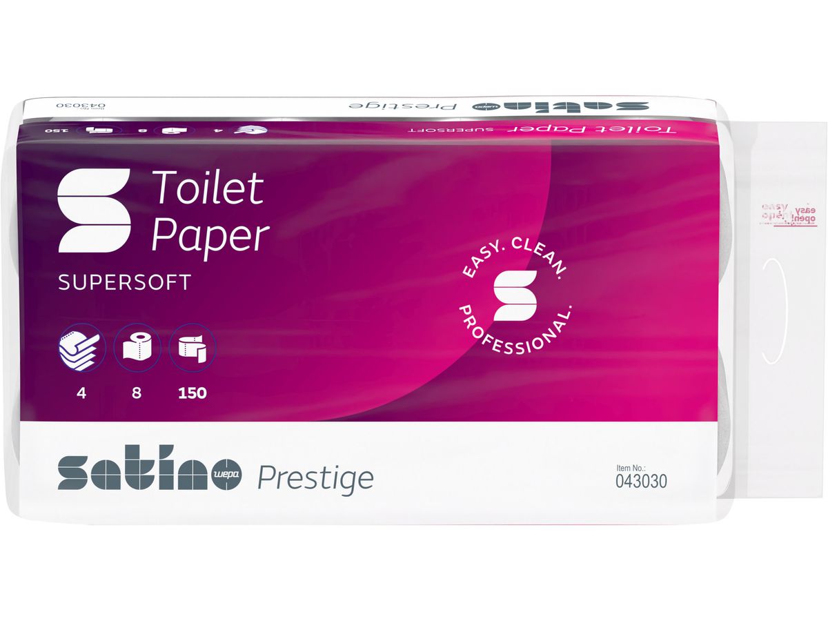 SATINO Toilettenpapier Prestige 2078393 4-lagig, 8 Rollen, hochweiss (4000735323302)
