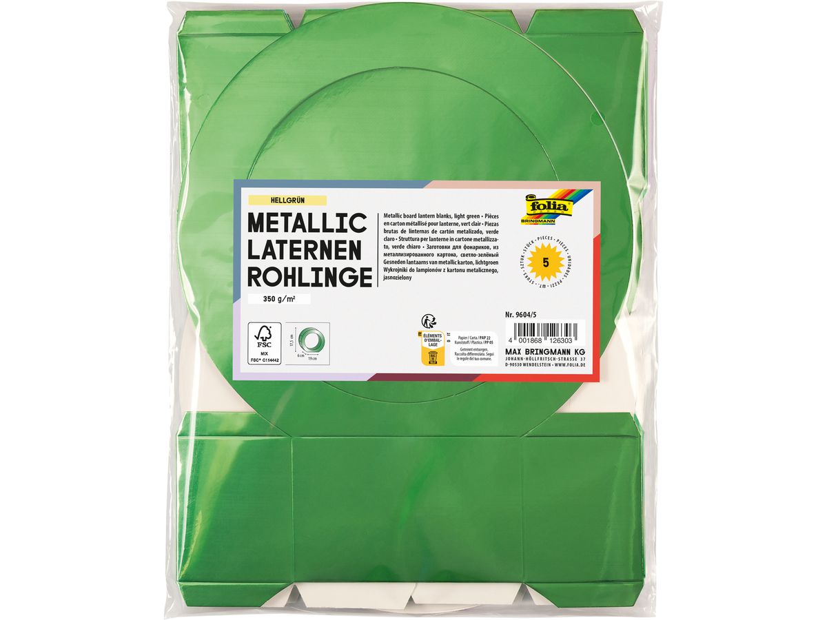 FOLIA Supporto lanterna 19cm 9604/5 verde chiaro 5 pezzi (4001868126303)