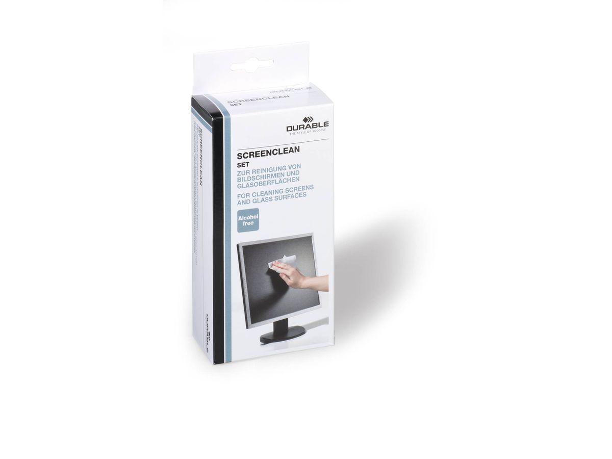 DURABLE Screenclean Set 125ml 570700 Reinigungsset 20 Tücher (4005546501017)