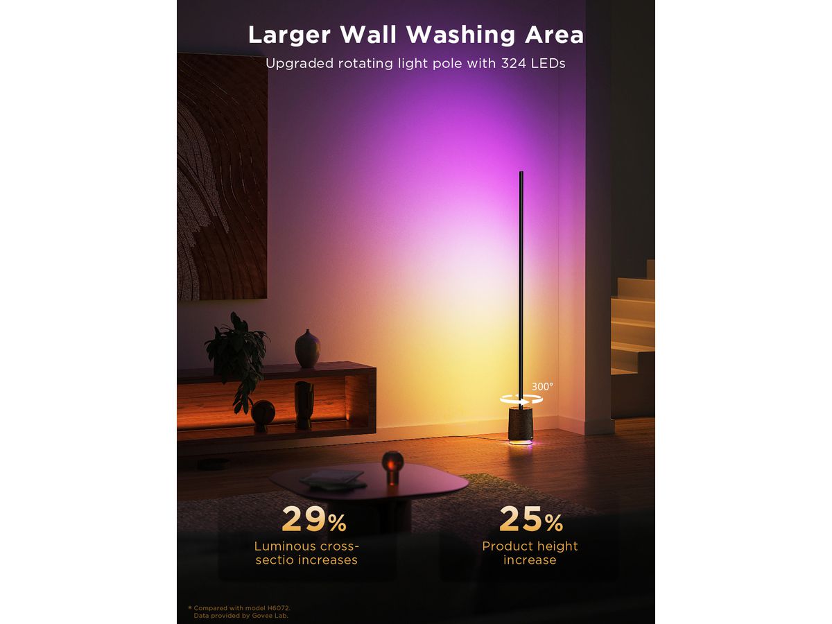 GOVEE Lampadaire LYRA H6079312 noir, avec haut-parleur (6974316996415)