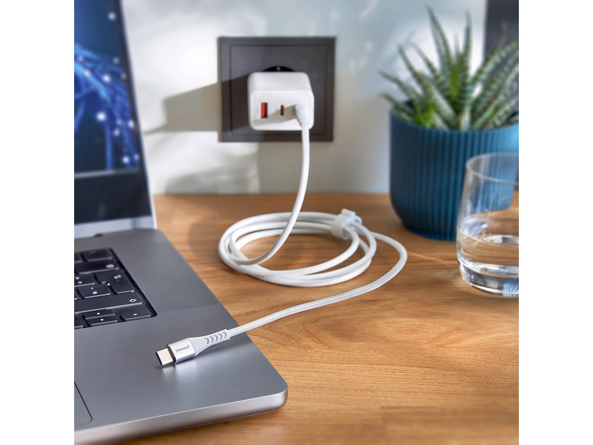 INTENSO Cable USB-C to USB C 7901002 1.5 m, Nylon white (4034303033775)