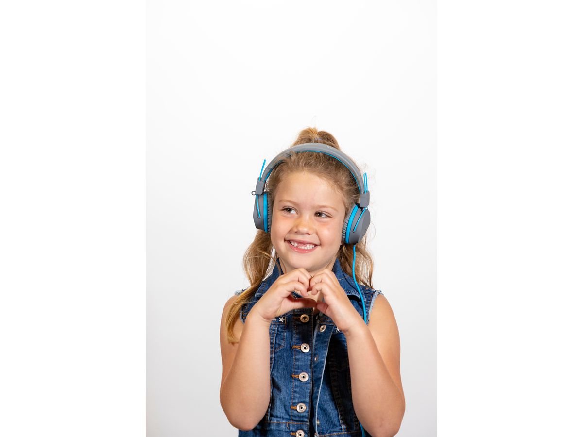 JLAB JBuddies Studio Kids On-Ear IEUHJKSTUDIORGRYBLU6 Wired, Grey/Blue (0812887015424)