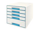 LEITZ Cassetti portadoc. WOW Cube A4 52142036 bianco/blu, 5 cassetti (4002432115426)