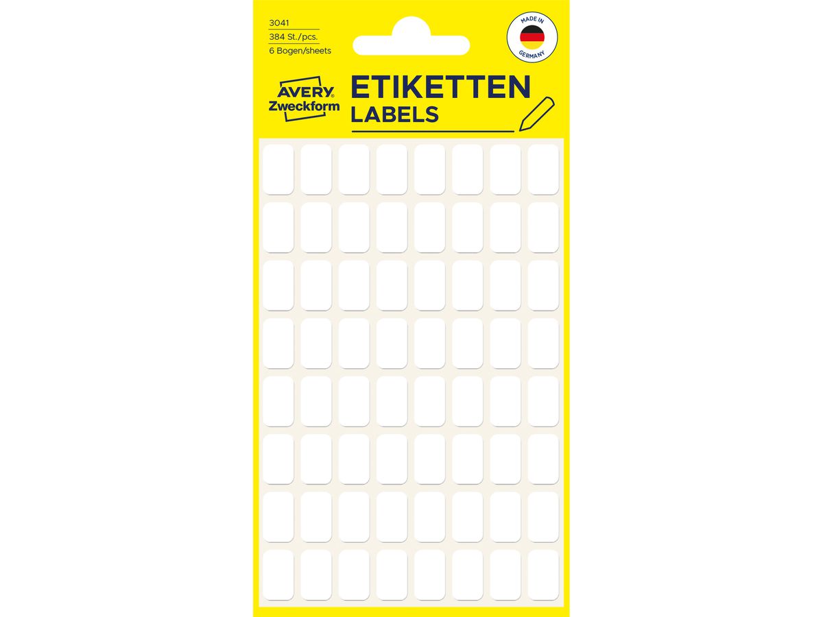 AVERY ZWECKFORM Etichette casa 13×8mm 3041 bianco 384 pezzi (4004182030417)