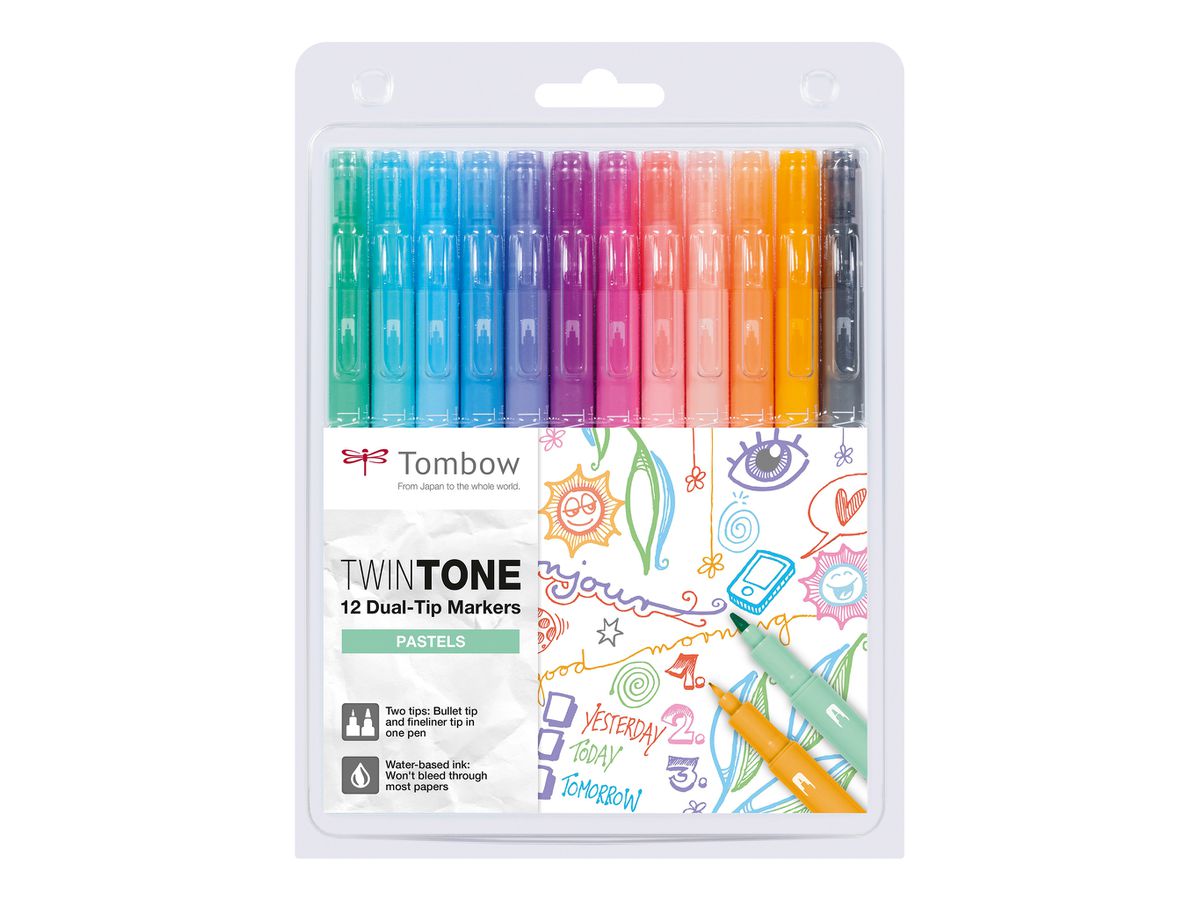 TOMBOW Penna Fibra TwinTone Marker WS-PK-12P-2 pastello (4003198141025)
