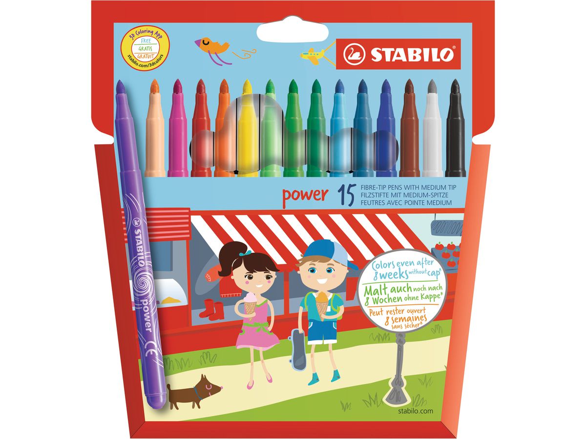 STABILO Penna fibre Power 280/15-01 15 pezzi, colori ass. (4006381483926)