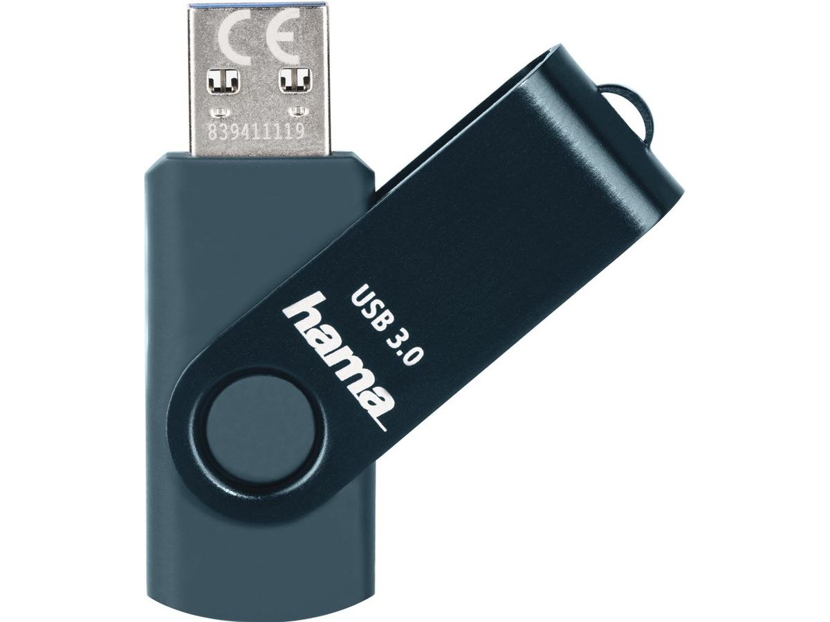 HAMA USB-Stick Rotate 4047443435873 3.0, 64GB, 70MB/s, Petrol (4047443435873)