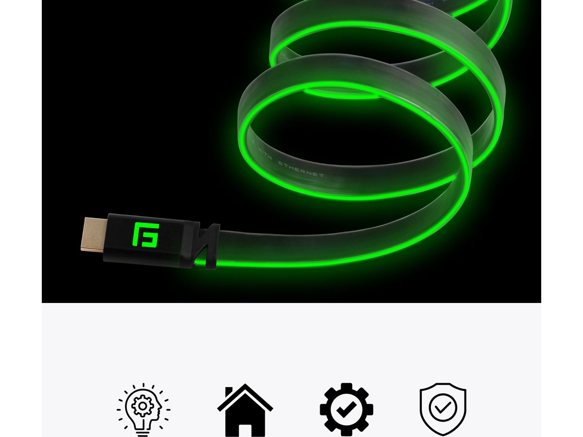 FLOAT GRIP High-Speed LED HDMI Cable FG-HDMILED-300-GREEN 3M, v2.1 Green (5713474051052)