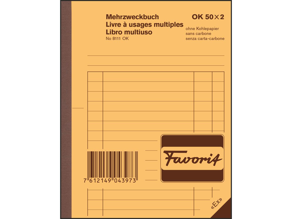 FAVORIT Libro polifunzionaleD/F/I A6 8111OK blu/bianco 50x2 fogli (7612149043973)