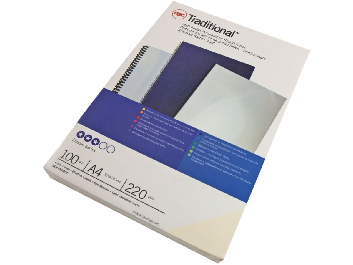 GBC Karton Traditional A4 IB421082 weiss, 350g 100 Stück (0013465421082)