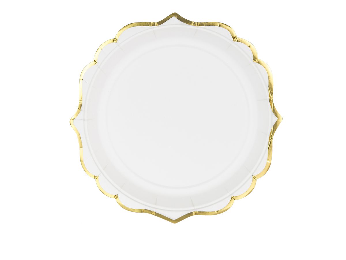PARTYDECO Assiettes 18.5cm TPP30-008 blanc/or 6 pièces (5902230776166)