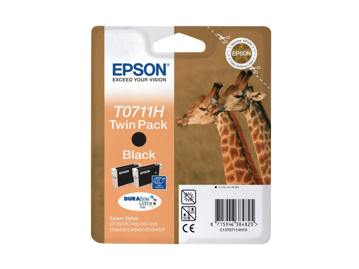 EPSON Cart. d'inchiostro HY nero T071140H10 Stylus D120 2 pezzi (8715946384825)