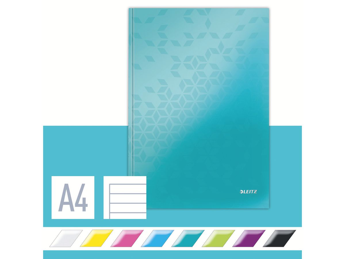 LEITZ Taccuino WOW A4 46251051 rigato, 90g blu ghiaccio (4002432103324)