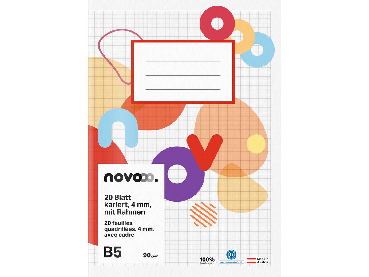 NOVOOO Quaderno B5 729771 4mm a quadretti con bordo 90g (9010729085517)