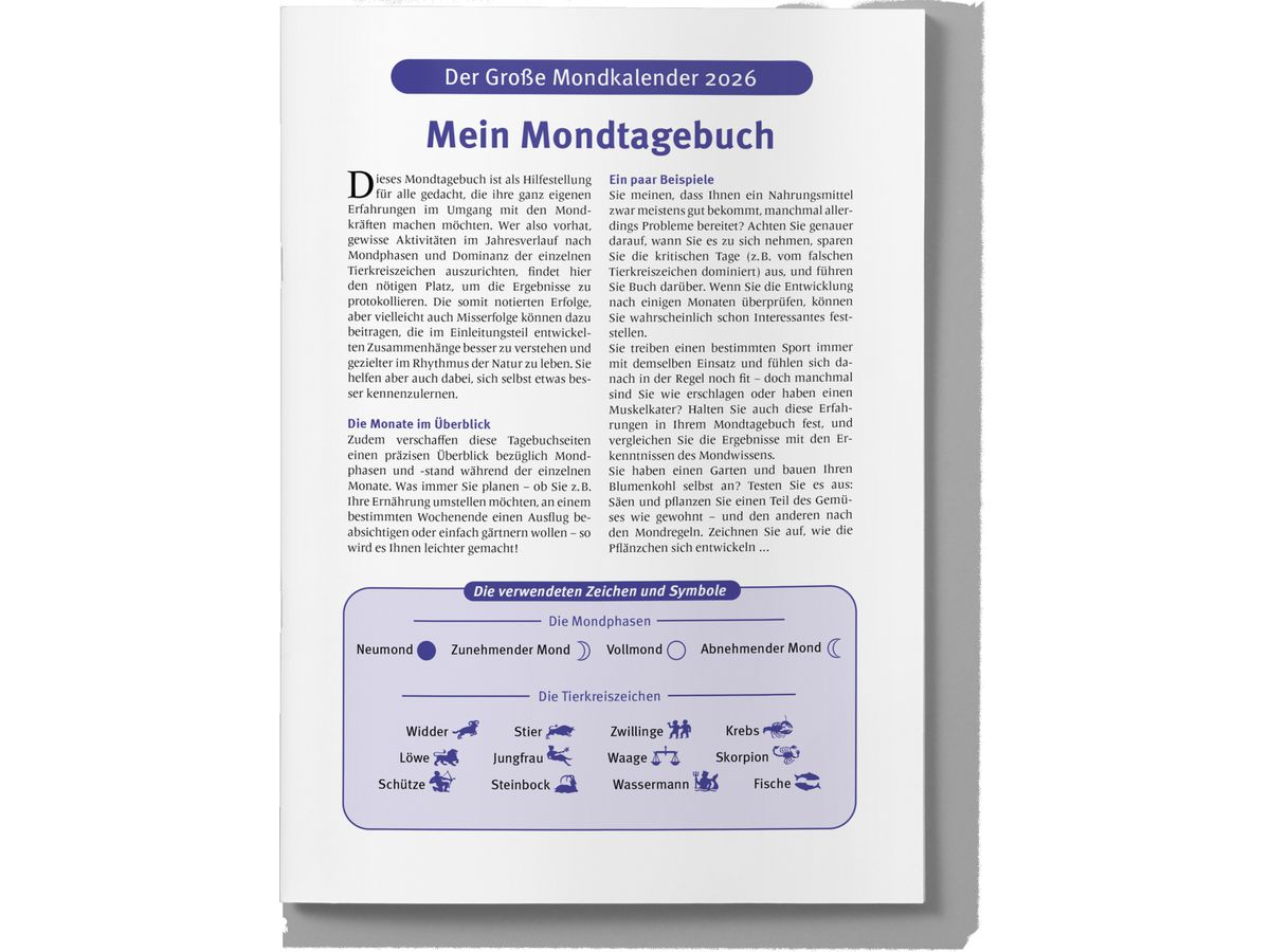 HEYNE Der grosse Mondkalender 2026 9783453239654 1T/1S DE 17x24cm (9783453239654)