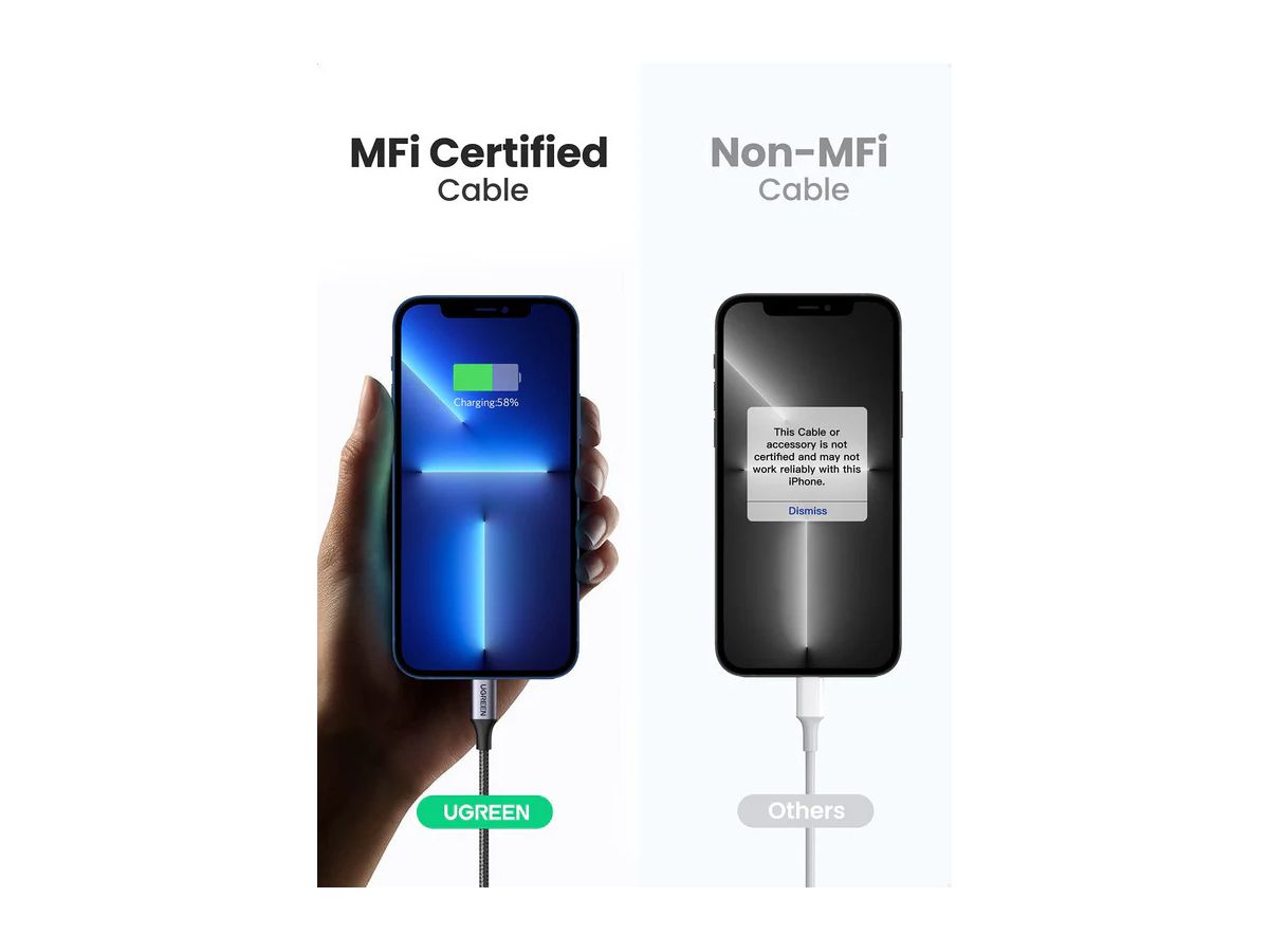 UGREEN Cable USB-C-Lightning PD 60759 1m,Fast Charging,3A Max,Bl. (6957303867592)
