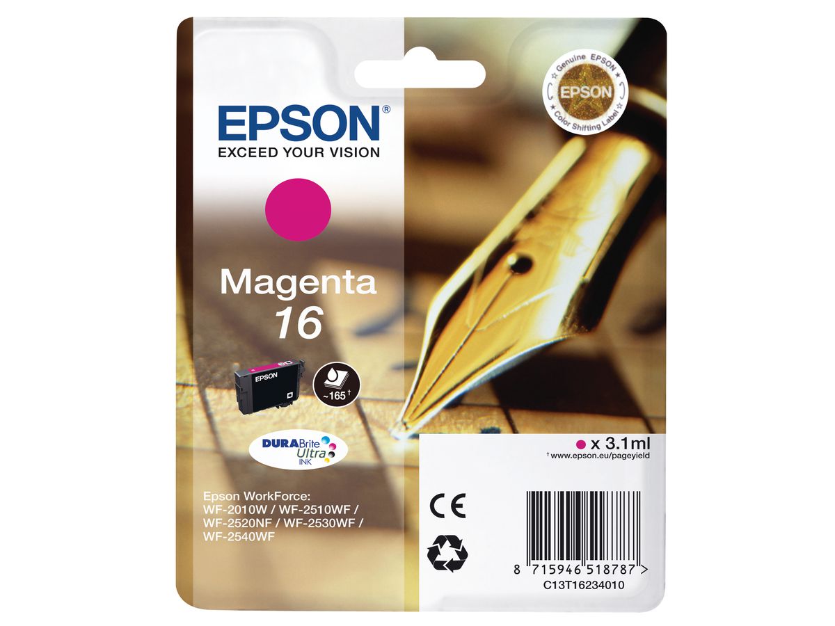 EPSON Cart. d'inchiostro 16 magenta T162340 WF 2010/2540 165 pagine (8715946624921)