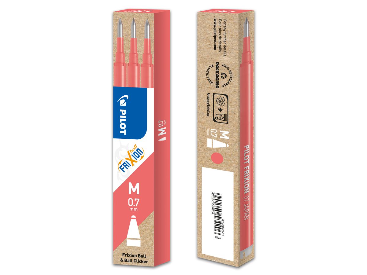 PILOT FriXion Refill 0.7mm BLS-FR7-CP coral-pink 3 pezzi (4902505584206)