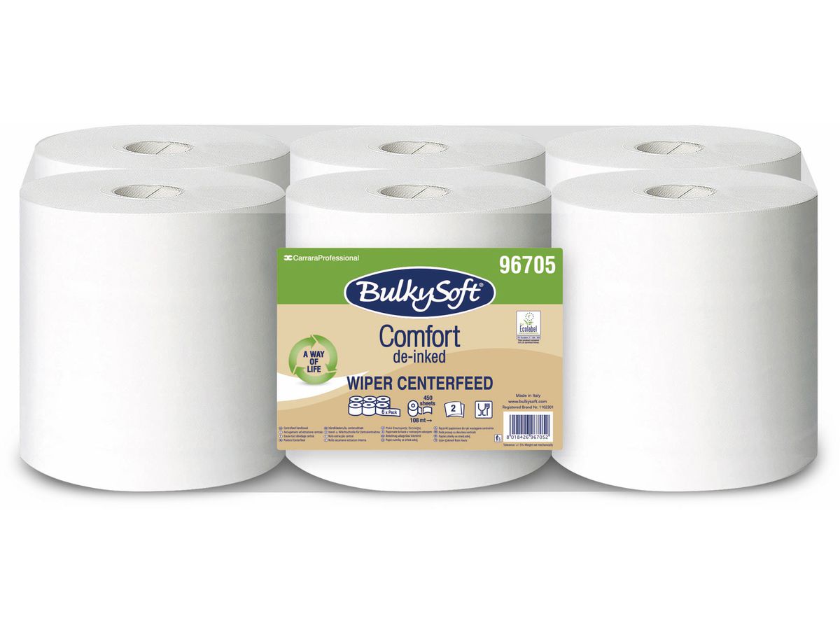 BULKYSOFT Putztuchrolle 2-lagig 19x24cm 32977 Midi Comfort weiss,recyc 6 Rl. (8018426967052)