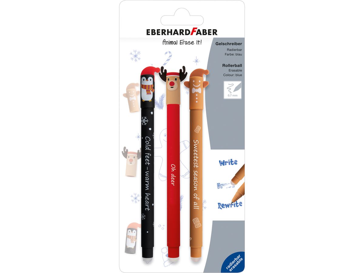 EBERHARD FABER Gelschreiber Erase It 0.7mm 582120 Winter Edition 3 Stück (4087205821209)