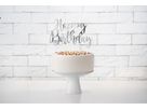 PARTYDECO Caketopper 22.5cm KPT11-018M Happy Birthday argento (5902230744943)