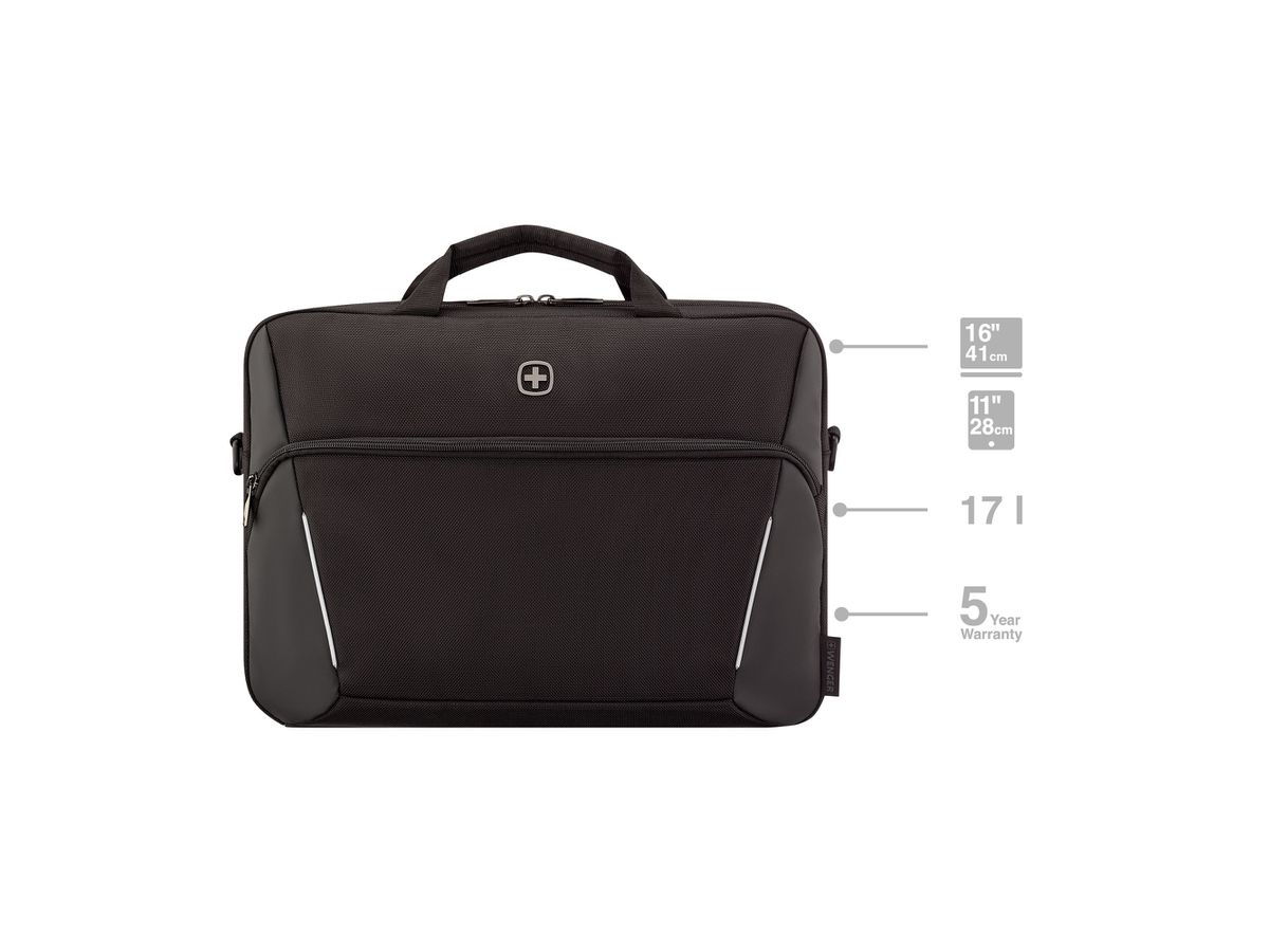 WENGER Laptop Briefcase 16inch 653299 XE Compact Brief Black (7611160272799)