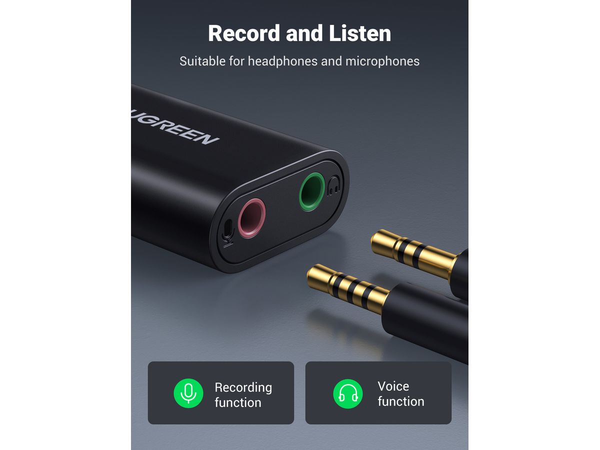 UGREEN External Sound Adapter 30724 USB 2.0,Black (6957303837243)