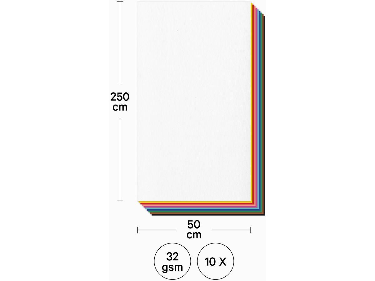 I AM CREATIVE Papier crêpe 50x200cm 4071 assorti 10 pcs. (7611983215911)