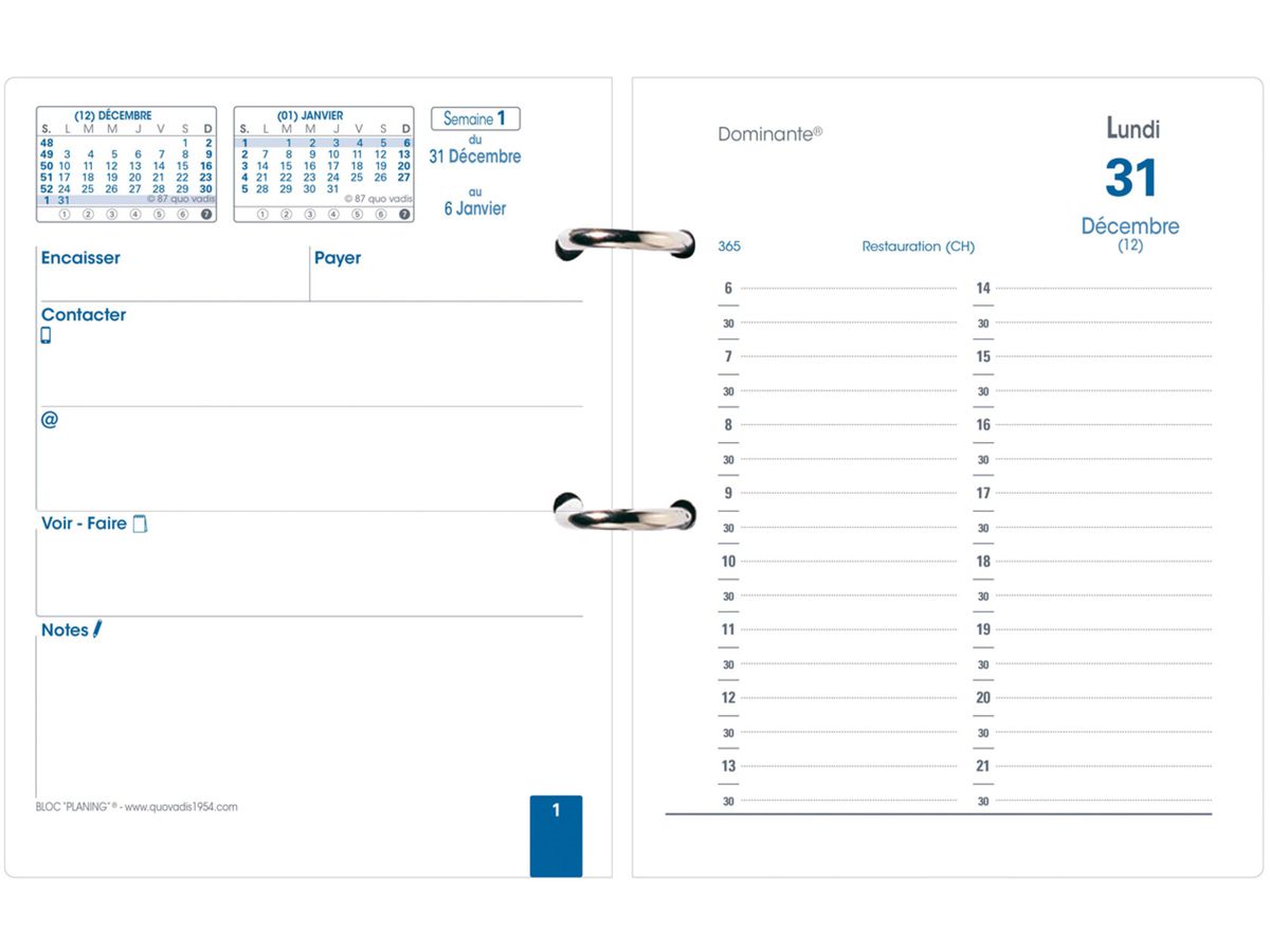 QUO-VADIS Agenda Bloc Planning 2026 032001Q 1J/1P noir FR 11.5x14.5cm (3371010118793)