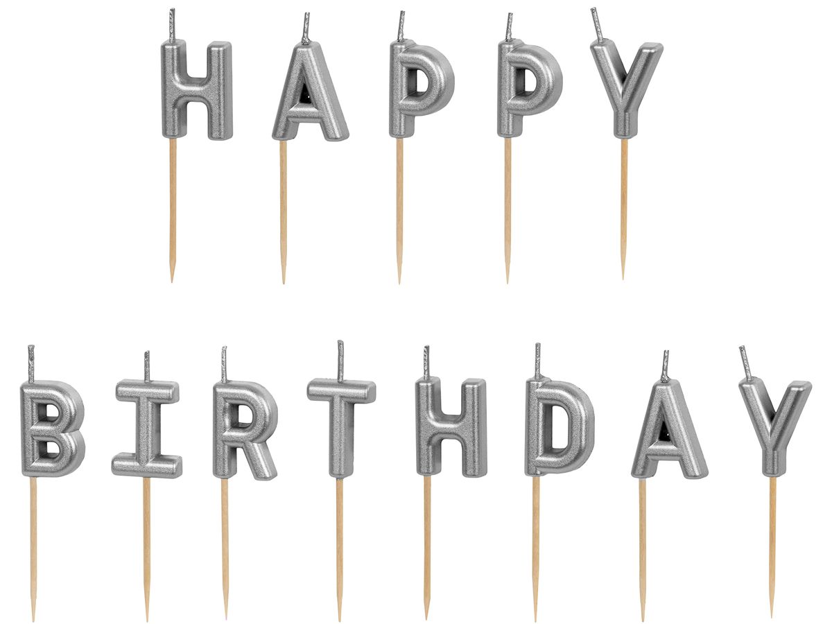 PARTYDECO Kerzen Happy Birthday SCS-13-018 silber (5904555032712)