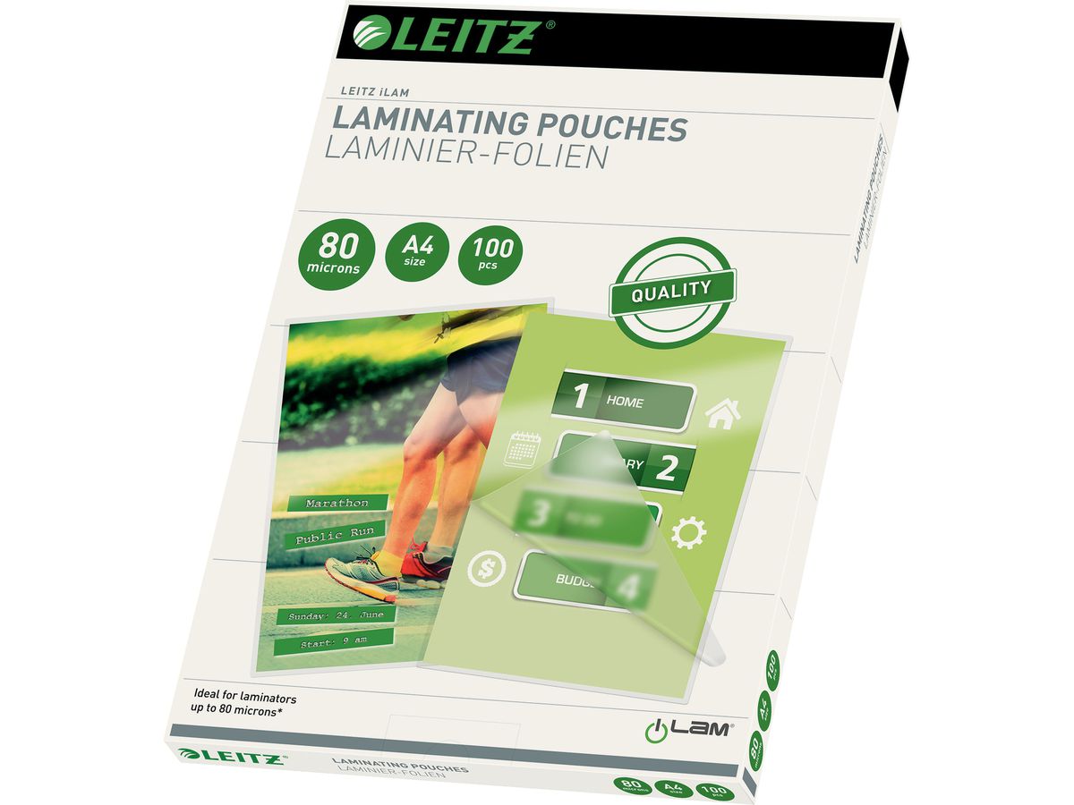 LEITZ Laminiertasche A4 33818 glanz, 80my 100 Stk (5411313338189)