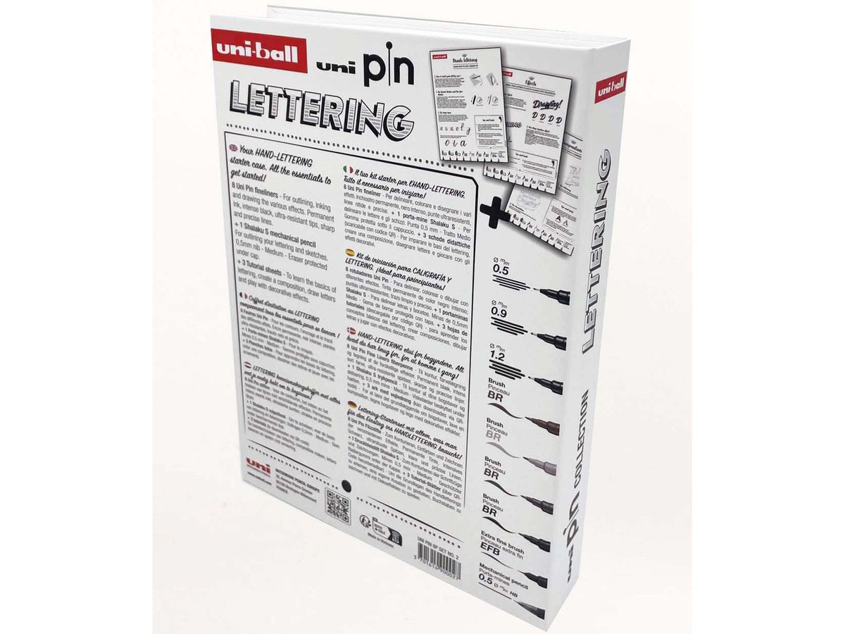 UNI-BALL Fineliner Pin Starter Set UNI PIN 8P S Collection Lettering 9 Stück (3701614900027)