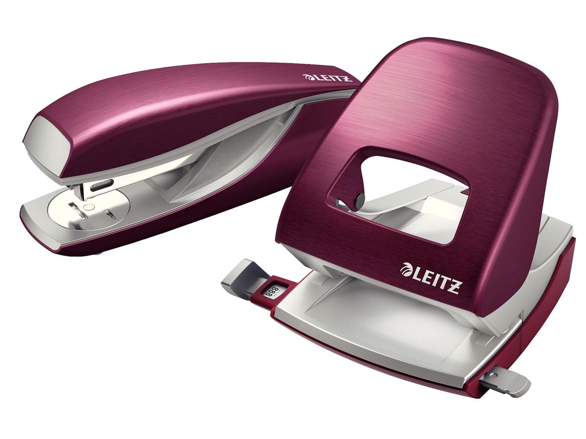 LEITZ Bürolocher NewNeXXt Metall 50060028 granat rot 30 Blatt (4002432107346)