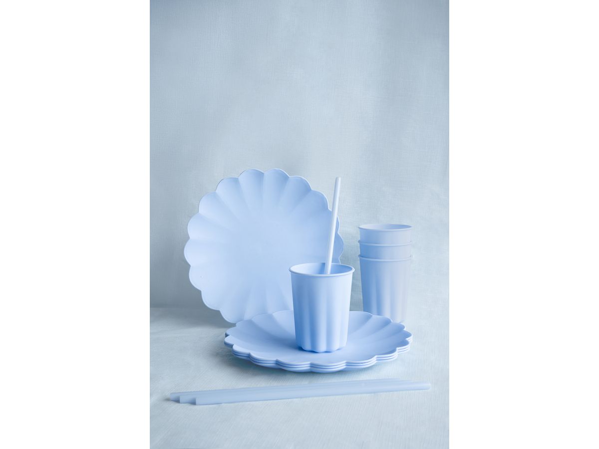 PARTYDECO Assiette à volants 22cm TPL1-011 bleu clair 4 pièces (5904555065819)